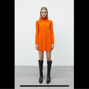 Zara Orange Knit Mini Dress
